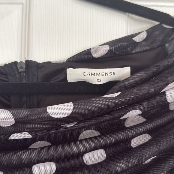 Commense Long Sleeve Off-Shoulder Polka Dot Print Long Dress - Picture 6 of 6